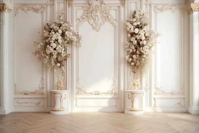 Fond photo avec des fleurs blanche